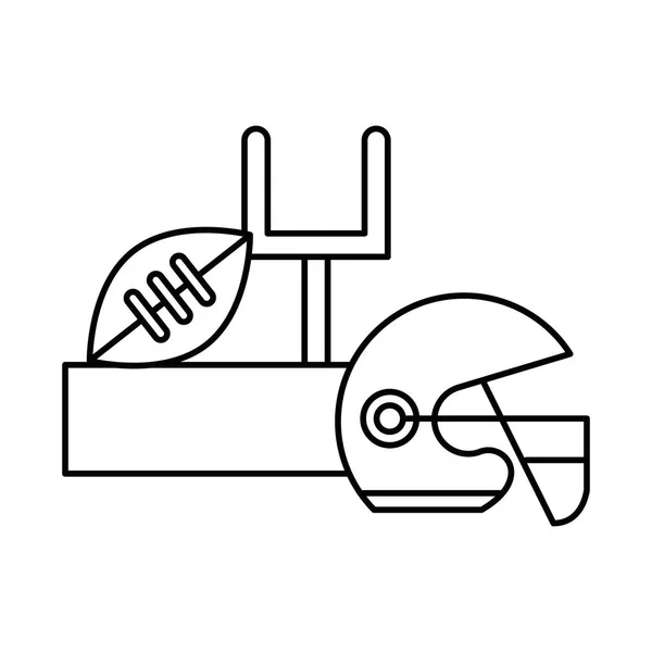 American football sport balloon with goal camp arch and helmet — 图库矢量图片