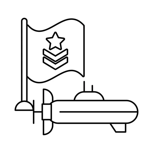 Submarine military force with flag — 图库矢量图片