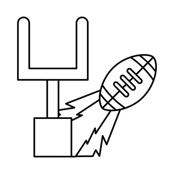Futebol americano esporte balão com arco de acampamento objetivo —  Vetores de Stock