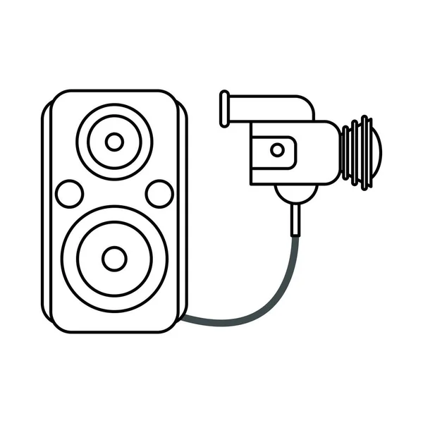Música de audio del altavoz con cámara práctica — Archivo Imágenes Vectoriales