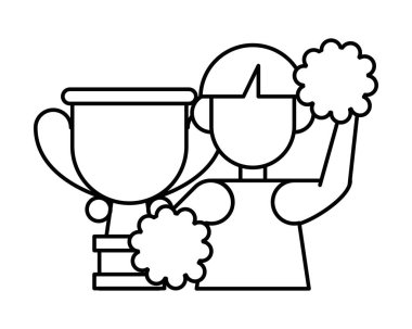 beautiful cheerleader with trophy cup