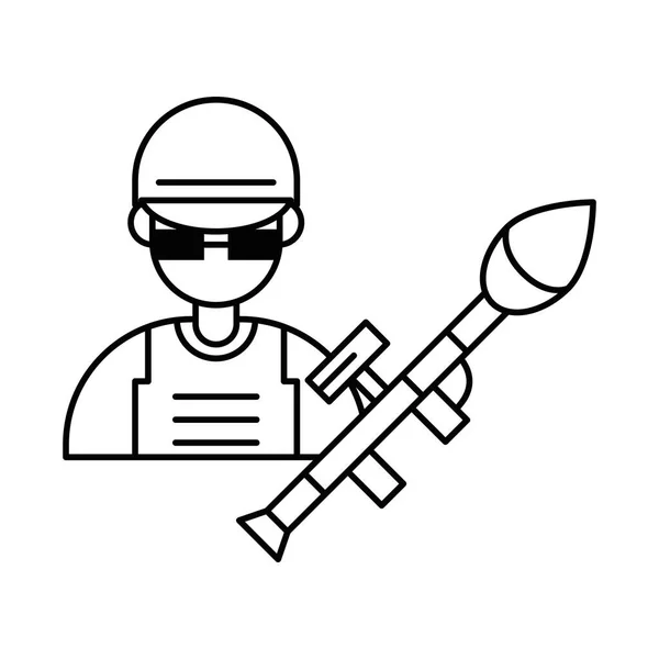 Soldado fuerza militar con lanzacohetes — Vector de stock