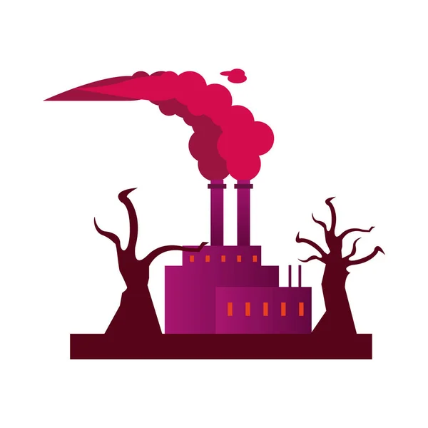 Завод із забруднюючими димарями та лісовими сухими — стоковий вектор