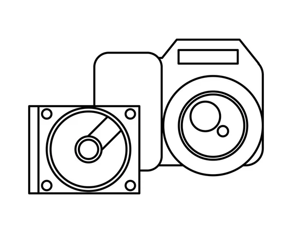 Compact Disk Gerät und Kamera fotografieren — Stockvektor