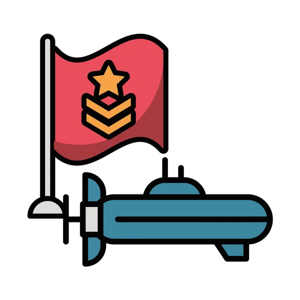 U-Boot-Streitmacht mit Flagge — Stockvektor
