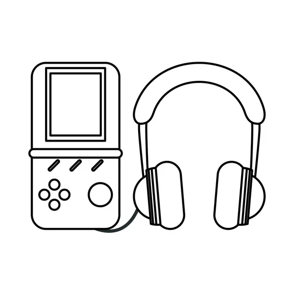 Video game portable with earphones — Stock Vector