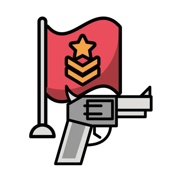 Gun military force with flag — 图库矢量图片