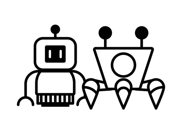 Couple of robots technology icons — Stock Vector