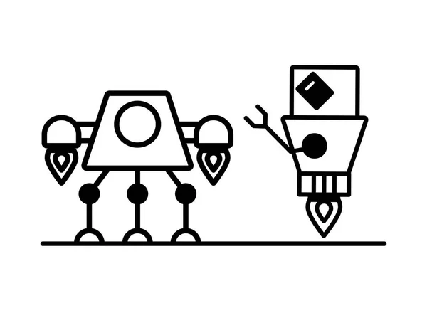 Couple of robots technology icons — Stock Vector