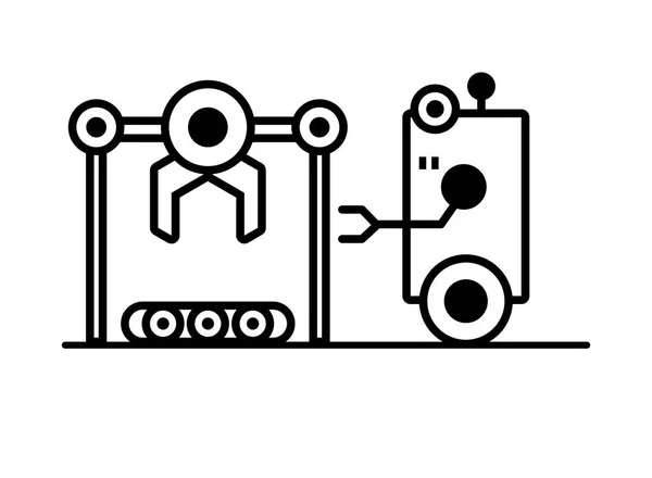 Couple of robots technology icons — 스톡 벡터