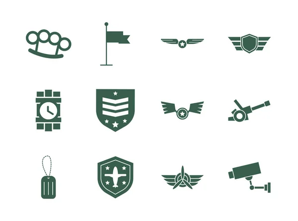 Bundle of military set icons — Stock Vector