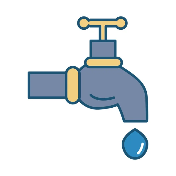 Νερό βρύσης με εικονίδιο πτώσης — Διανυσματικό Αρχείο