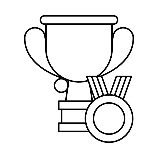 Medal first place with trophy cup — Stock Vector