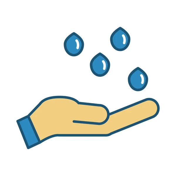 Hand met water druppels ecologie — Stockvector