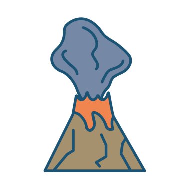 Patlayan volkan sahnesi izole edilmiş ikon