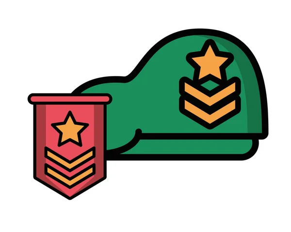 Béret vert force militaire avec médaille de portée — Image vectorielle