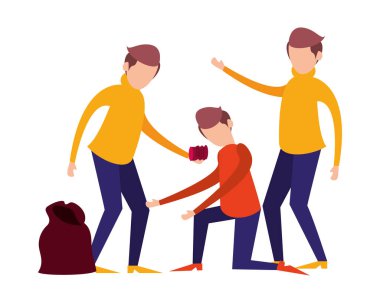 men with plastic garbage bag