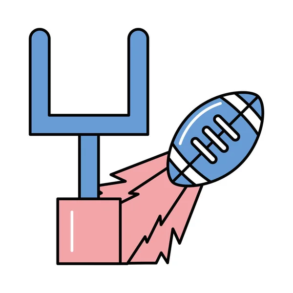 Futebol americano esporte balão com arco de acampamento objetivo —  Vetores de Stock