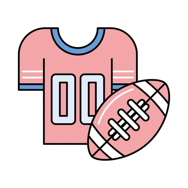 Amerikaanse voetbal sport ballon met uniform shirt — Stockvector