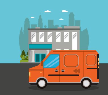 Şehir merkezinde minibüs teslimatı.