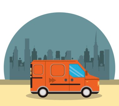 Şehir merkezinde minibüs teslimatı.