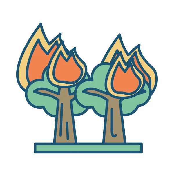 Bosque incendio escena aislado icono — Vector de stock