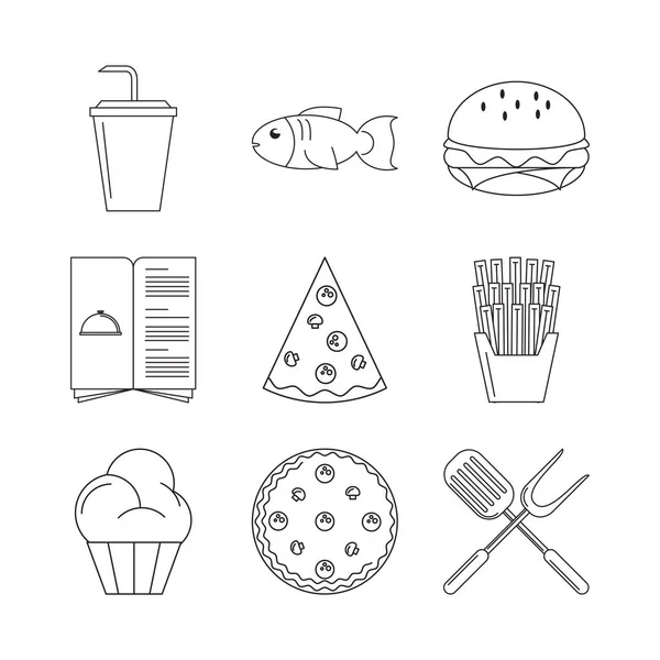 Bundle of restaurant set icons — Stock vektor