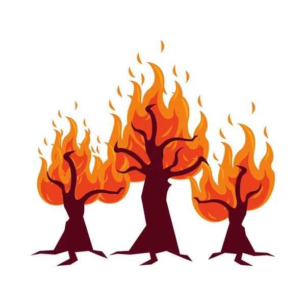 Incendio bosque seco calentamiento global escena — Vector de stock