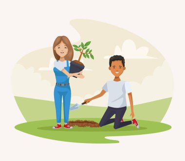 couple planting in the camp