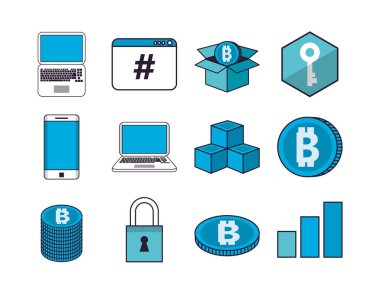 bundle of crypto currency set icons