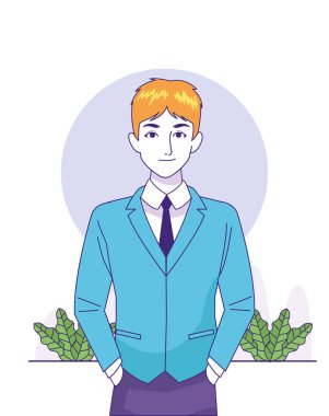 Takım elbiseli ve kravatlı genç adam