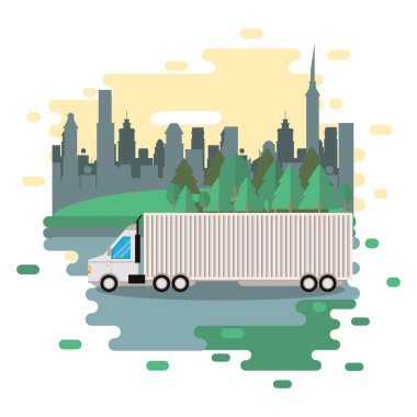 Şehir merkezinde kamyon teslimatı.