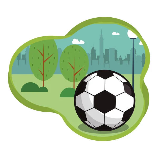 Soccer sport balloons scene icons — Stock Vector