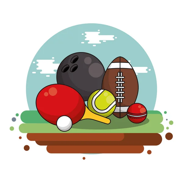 Set sports equipment isolated icon — Stock Vector