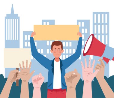 Elleri insan eli olan aktivist adam protesto sahnesini kaldırdı