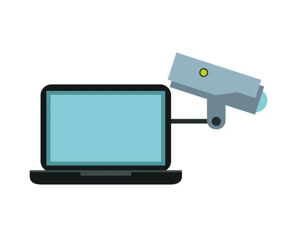 Cctv videocamera met laptop — Stockvector