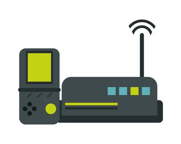Útvonal wifi videojáték eszközök technológia — Stock Vector