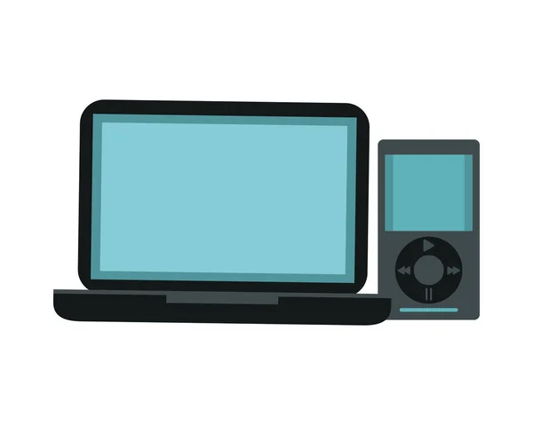 Music media player mp3 with laptop — 스톡 벡터
