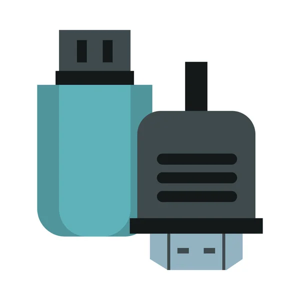 Memoria USB icono aislado flash — Vector de stock