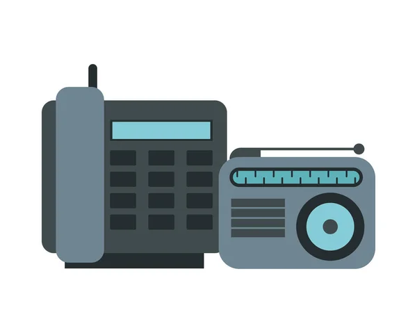Συσκευή αναπαραγωγής μουσικής ραδιοφώνου και τηλέφωνο — Διανυσματικό Αρχείο