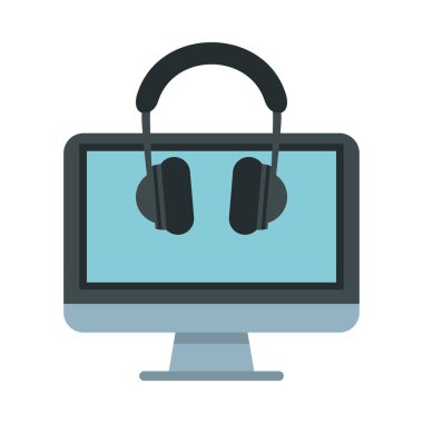 Bilgisayar ekranlı kulaklık sesi