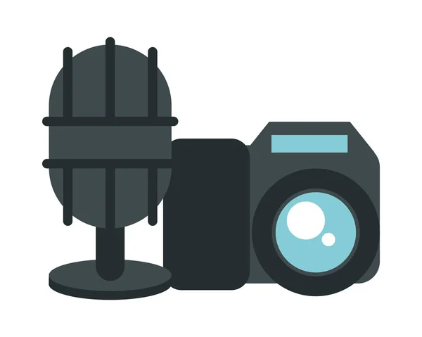 Dispositivo fotográfico de cámara con micrófono — Vector de stock