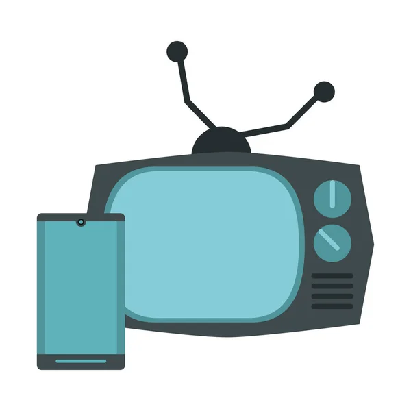 Aparato de televisión con dispositivos inteligentes — Vector de stock