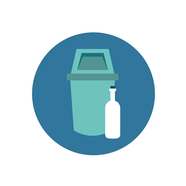 Mülleimer mit Flaschensymbol — Stockvektor