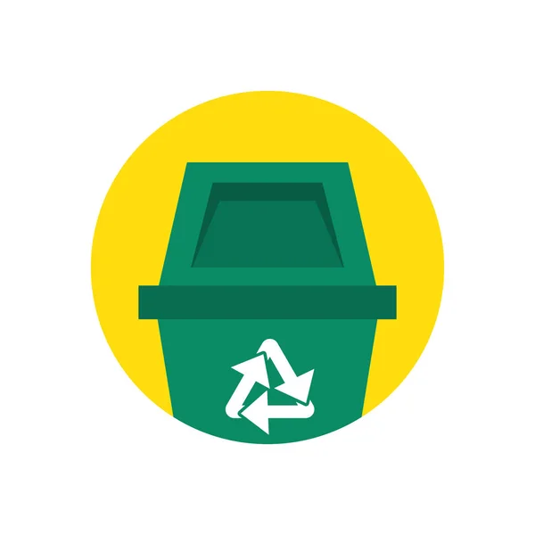 Arrows recycle symbol in waste bin — Stock Vector