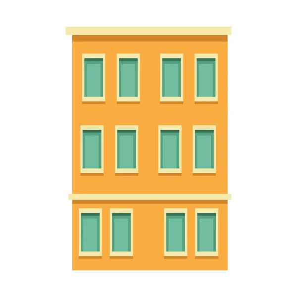 窓のアイコンのある黄色の建物 — ストックベクタ