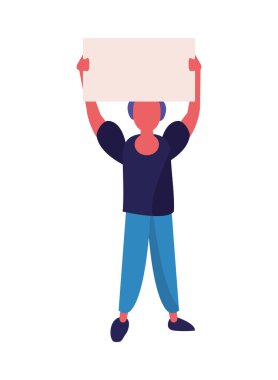 Protesto bayrağı taşıyan eylemci.