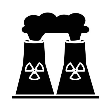 Nükleer santral bacası izole edilmiş simge