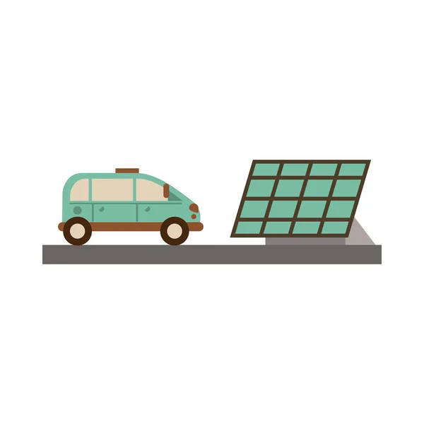 Panel słoneczny z alternatywną energią samochodu — Wektor stockowy