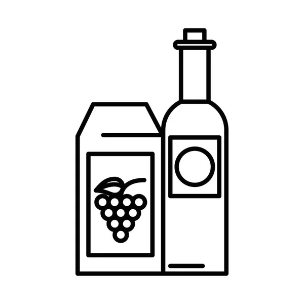 Bouteille de vin et emballage de boîte — Image vectorielle